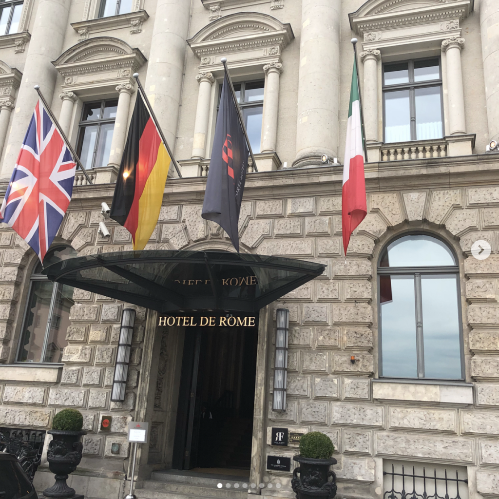 Hôtel de Rome, Berlin. Built in 1889 for the Dresden Bank headquarters which was closed down in 1989 when the wall fell. Gorgeous lobby and resturant and the rooftop terrace has birds eye views overlooking Berlin