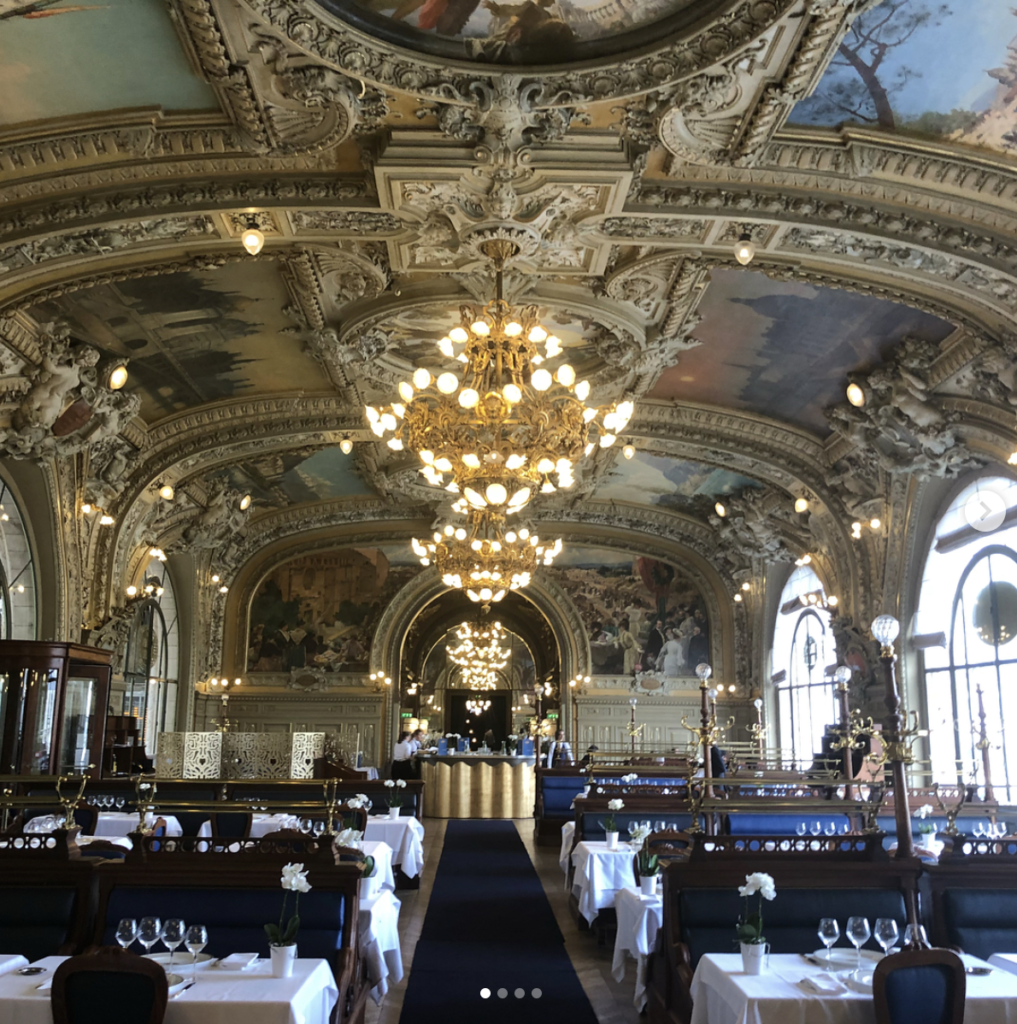 Le Train Bleu, Paris , Gare de Lyon. The Reaturant was originally created for the Exposition Universelle in 1900 and each ornate room represents regions of France.. The resturant was designated historical monument in 1972.