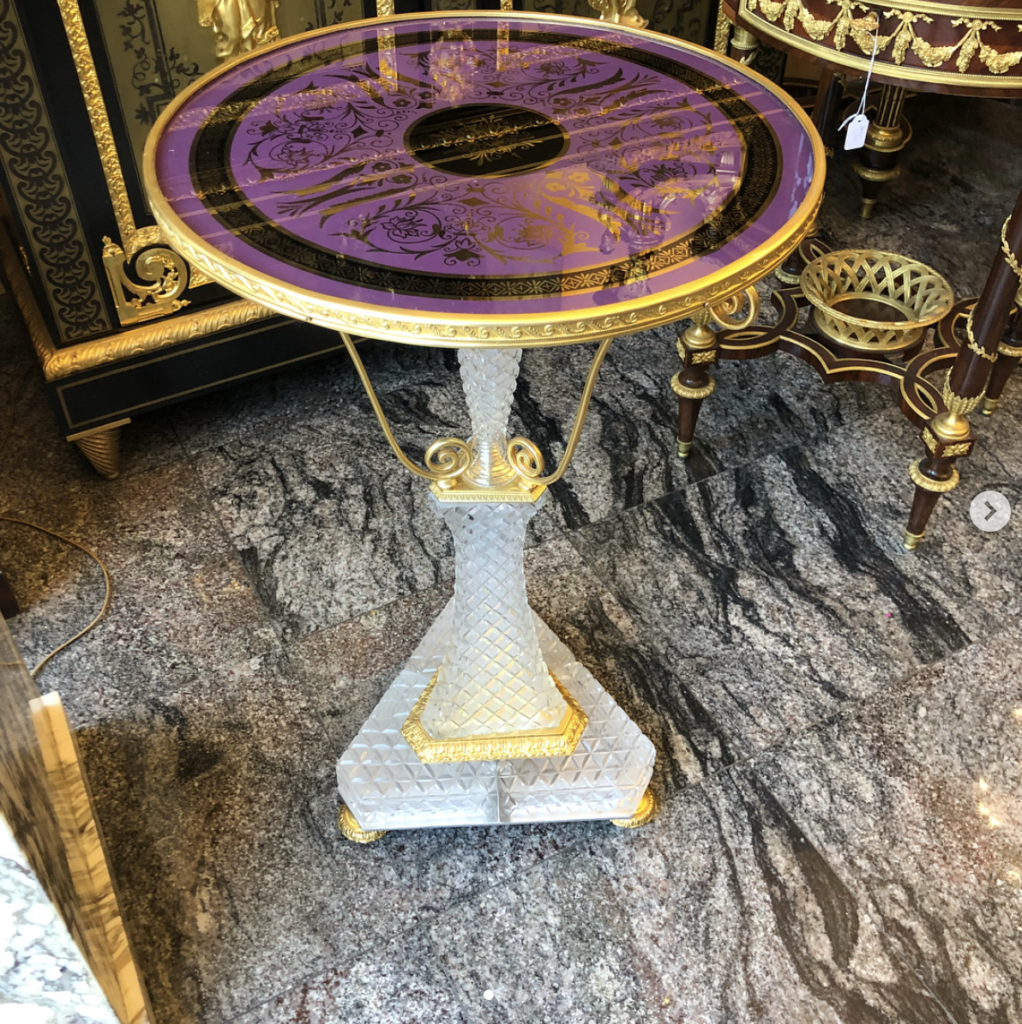 Paris, shopping for my clients at the Marche Biron. Fabulous finds from 1930-40’s Baccarat side tables in gold, crystal to amazing one of a kind finds from the 1960-70’s mid century modern.