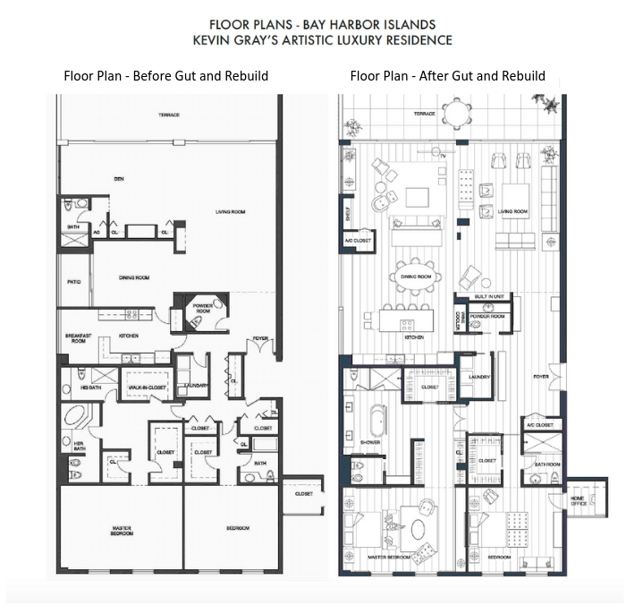 Floor Plans | Bay Harbor Islands | gut rehab by interior designer Kevin Gray