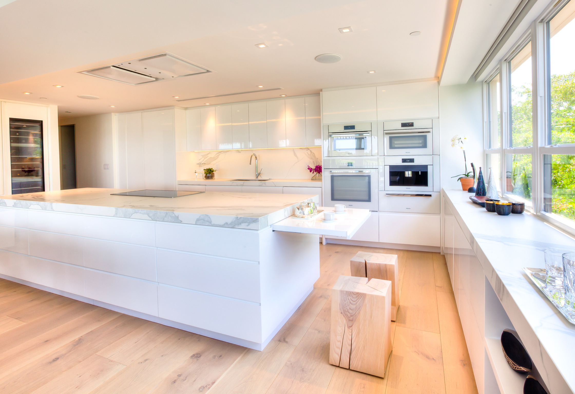 Kitchen island, oven and wine cooler